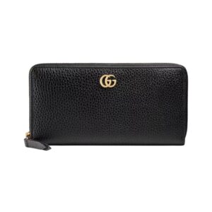GG Marmont Zip Around Wallet in Black Leather 19cm