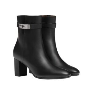 Hermès Saint Germain ankle boots in black leather with 7 cm heel