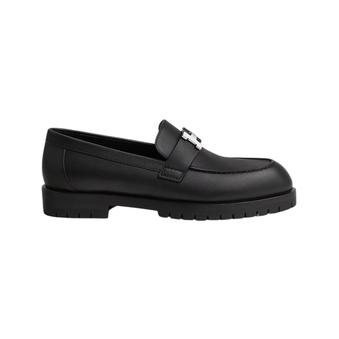 Hermès Faubourg black leather loafers with 2.5 cm heel