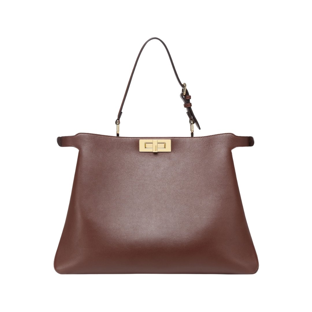 Fendi Peekaboo ISeeU Medium Bag in Dark Brown Leather 28cm