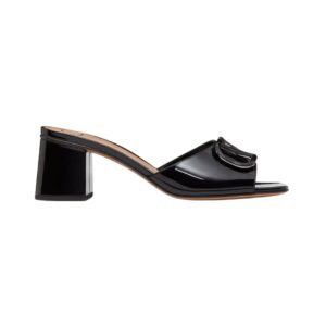 Valentino VLogo black patent leather heeled sandals