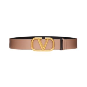 Valentino VLogo Reversible Belt in Sand/Black Leather 4cm