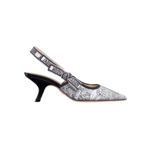 Dior Dway Mule in navy blue cotton embroidered with Toile de Jouy Scotland motif