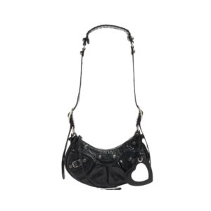 Balenciaga Le Cagole XS shoulder bag in black leather 26 cm