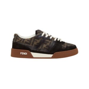 Fendi low-top sneakers in FF canvas and black suede