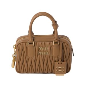 Miu Miu Arcadie Matelassé bag in caramel nappa 13 cm
