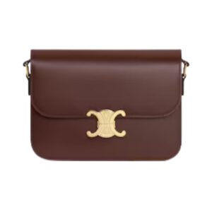 Celine Triomphe Classique bag in brown shiny leather 22 cm