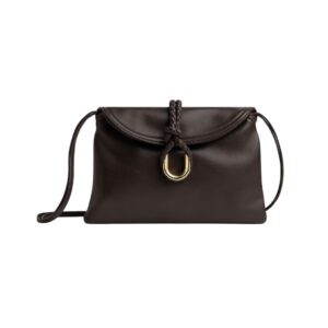 Bottega Veneta Crossbody Bag in Smooth Dark Calfskin 18.5cm