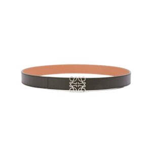 Loewe Anagram Reversible Belt in Smooth Leather, Black/Brown, 2.8 cm