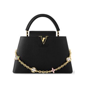 Louis Vuitton Capucines PM Black with Charms Chain 21 cm