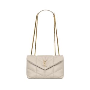 Saint Laurent Loulou Puffer Toy Bag in Ivory Nappa Leather 23 cm