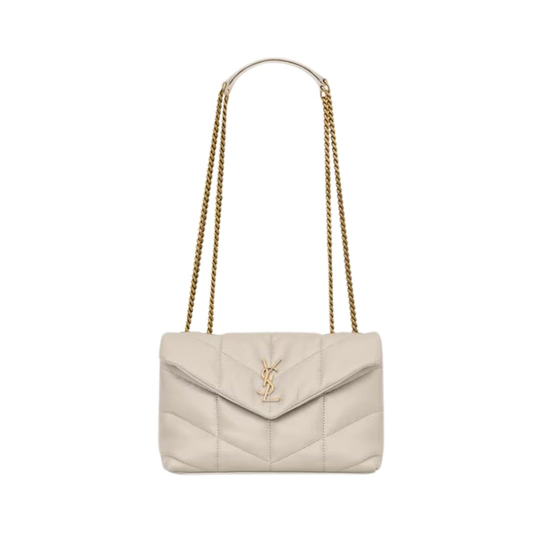 Saint Laurent Loulou Puffer Toy Bag in Ivory Nappa Leather 23 cm