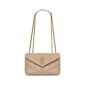 Saint Laurent Loulou Puffer Toy bag in beige nappa 23 cm