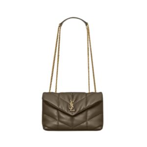 Saint Laurent Loulou Puffer Toy Bag in Olive Green Nappa Leather 23 cm