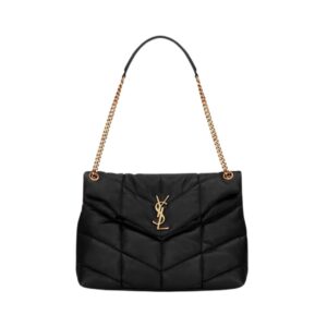 Saint Laurent Loulou Puffer Medium bag in black nappa 34 cm
