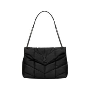 Saint Laurent Loulou Puffer Medium bag in black nappa 34 cm