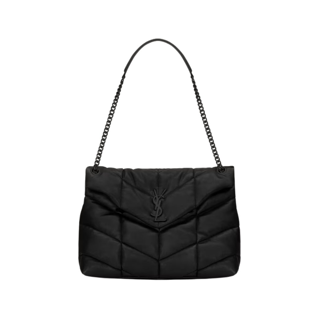 Saint Laurent Loulou Puffer Medium bag in black nappa 34 cm