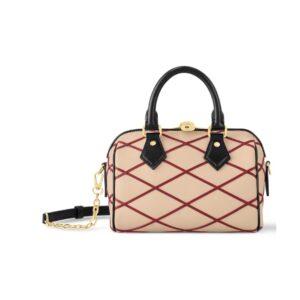 Louis Vuitton Speedy Bandoulière bag in beige and burgundy Malletage leather 20 cm