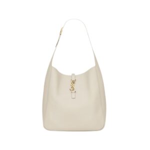 Saint Laurent Le 5 à 7 Supple Large Bag in Ivory Hammered Leather 30 cm