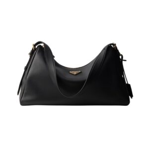 Prada Aimée large shoulder bag in black leather, 23 cm