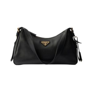 Prada Aimée Medium Shoulder Bag in Black Leather, 34cm