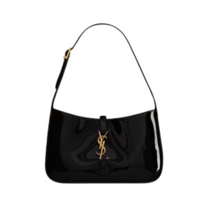 Saint Laurent Le 5 à 7 bag in black patent leather 23 cm