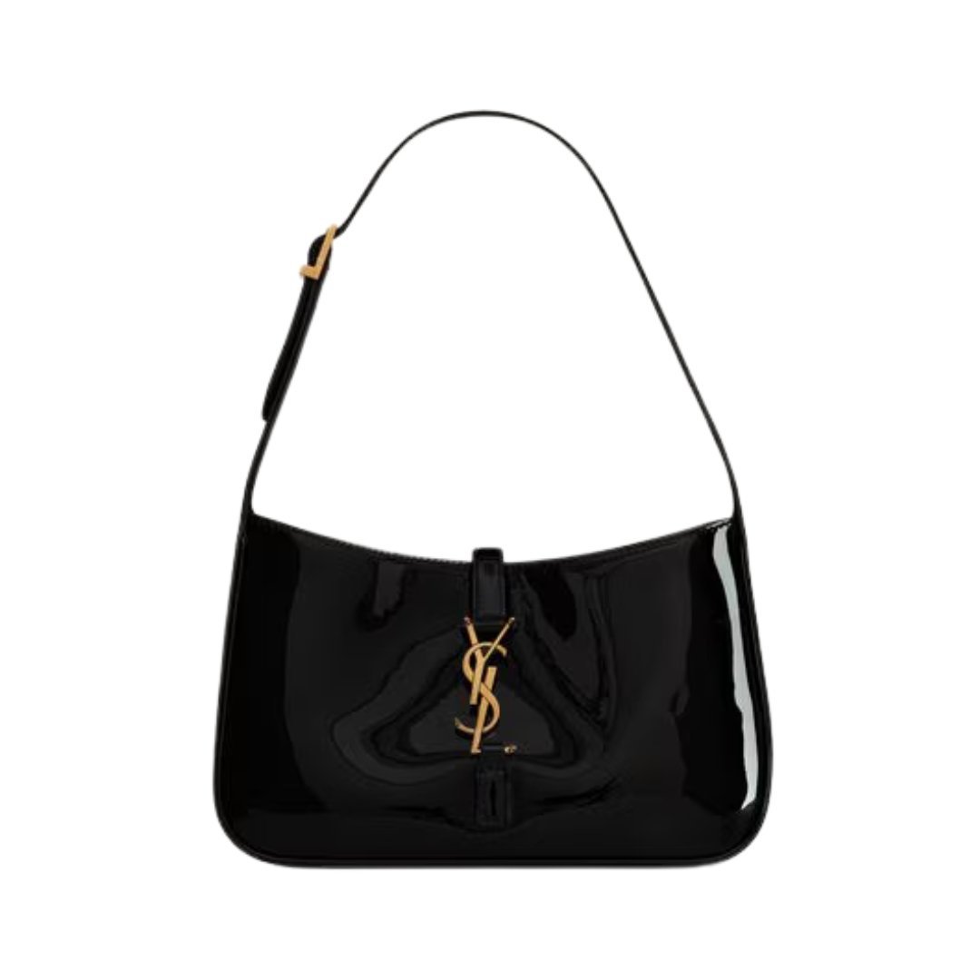 Saint Laurent Le 5 à 7 bag in black patent leather 23 cm