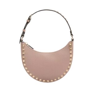 Valentino bag in hammered leather, 20 cm, powder pink