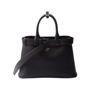 Prada Buckle small black leather bag with belt 23 cm
