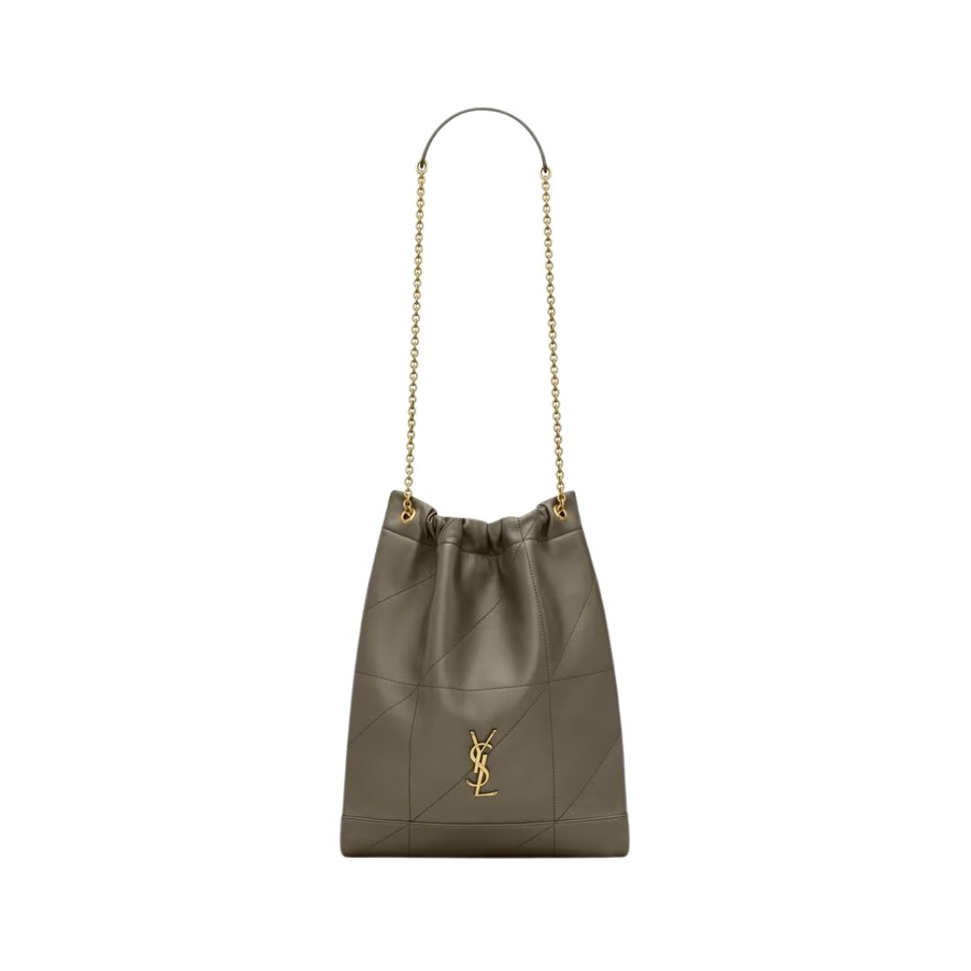 Saint Laurent Jamie Pochon 34cm Lambskin Bag in Khaki