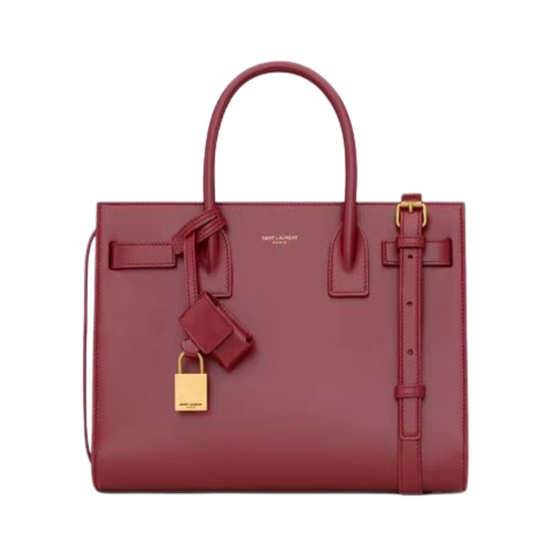 Saint Laurent Sac de Jour Nano bag in burgundy smooth leather 22 cm