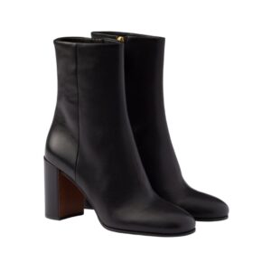 Prada ankle boots in black leather with 8.5 cm heel