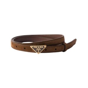 Prada 1.5cm cocoa brown suede belt