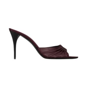 Saint Laurent Babylone mules in burgundy smooth leather 9 cm