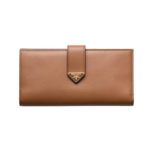 Prada wallet in cognac-colored leather, 18 cm