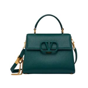 Valentino bag in English green grainy leather 22 cm