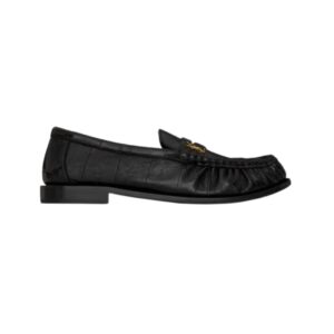 The Row Penny Loafers in Black Eel Leather