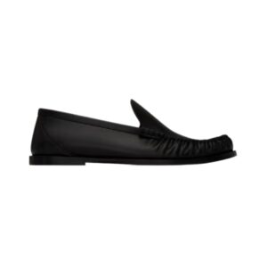 Saint Laurent loafers in smooth black leather with a gathered effect