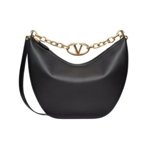 Valentino VLogo Moon Medium Bag in Black Leather 32.5 cm