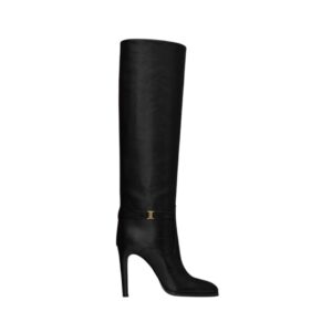 Saint Laurent Diane 10cm Black Hammered Leather Boots