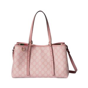 Gucci GG Emblem Tote Bag in Powder Pink Leather 36cm