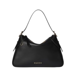 Gucci GG Emblem bag in smooth black leather 37 cm