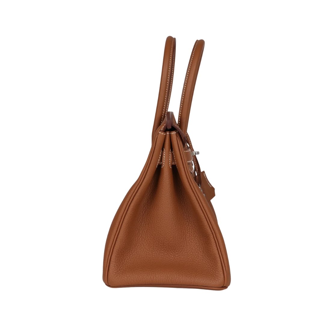 Hermès Birkin 30 bag in Gold Togo leather with palladium hardware view 4