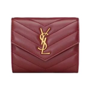Saint Laurent Cassandre Matelassé Multi-Fold wallet in burgundy lambskin 11 cm