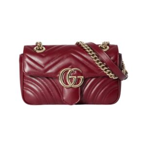 Gucci GG Marmont bag in dark red leather 22 cm