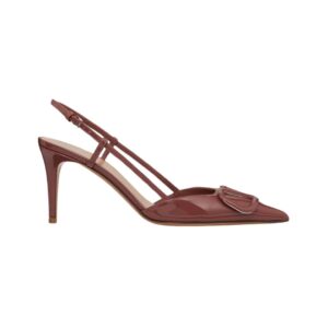 Valentino brown leather slingback pumps with 8 cm heel