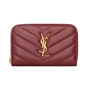 Cassandre matelassé card and coin holder in red lambskin 11 cm