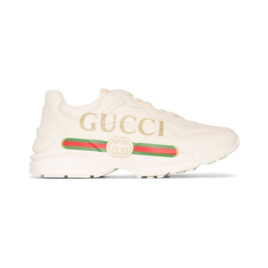 Beige Gucci Rhyton sneakers with maxi side logo
