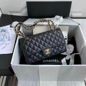 Chanel 11.12 Double Flap Black Caviar Medium Bag 25.5cm