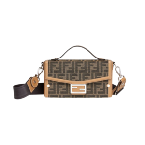 Fendi Baguette bag in brown jacquard fabric 21.5 cm